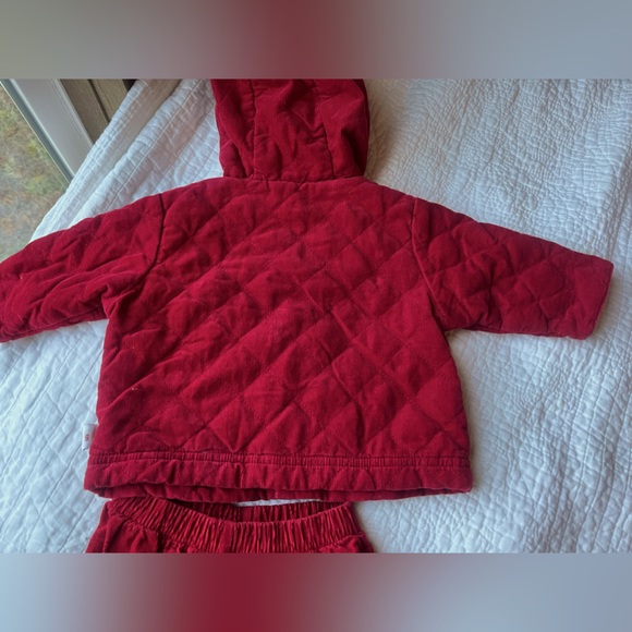 Vintage 90s baby 2 piece Red Quilted Corduroy Penguin Outfit : Jacket + Pants - Picture 5 of 16